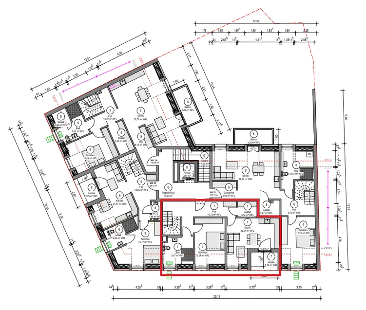 Grundriss untere Etage