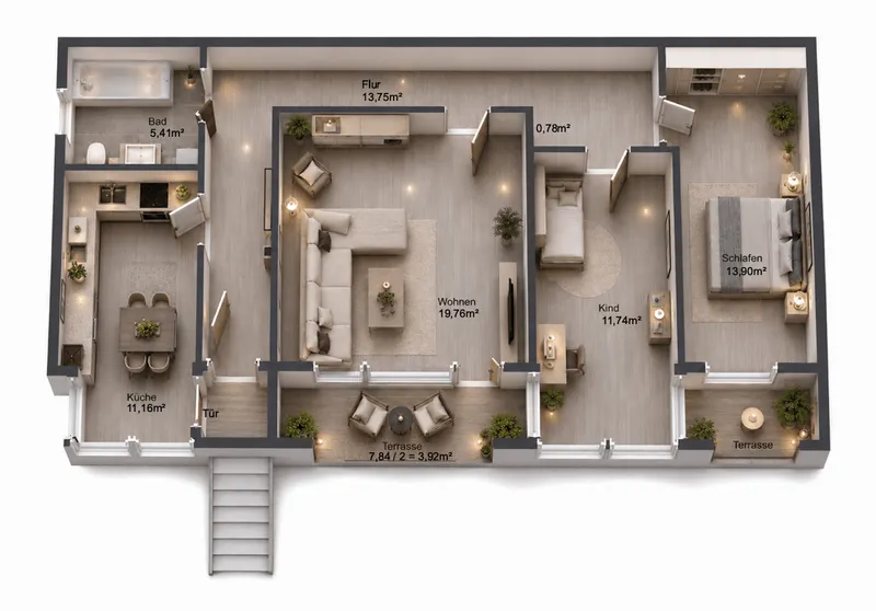 Kapitalanlage: Vermietete 3-Zimmer-Wohnung mit Garten, 2 Terrassen zzgl. TG-Stellplatz!