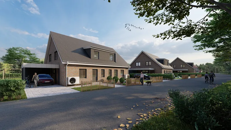 Neubau-Doppelhaush&auml;lfte im KfW-40-QNG-Standard