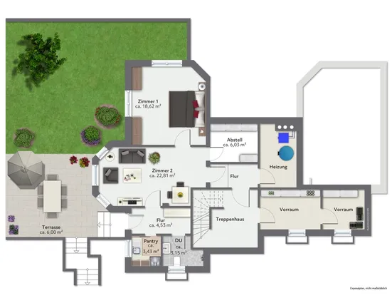 Grundriss mit Einliegerwohnung