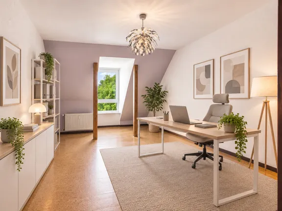 Einrichtungsvorschlag Zimmer I im DG als Büro - mit KI erstellt