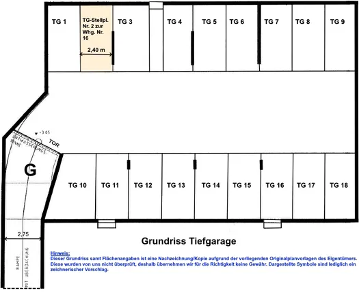 Grundriss Tiefgarage