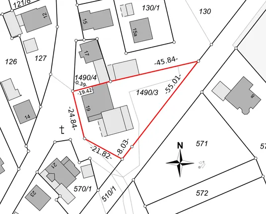 Lageplan mit Spannmaßen