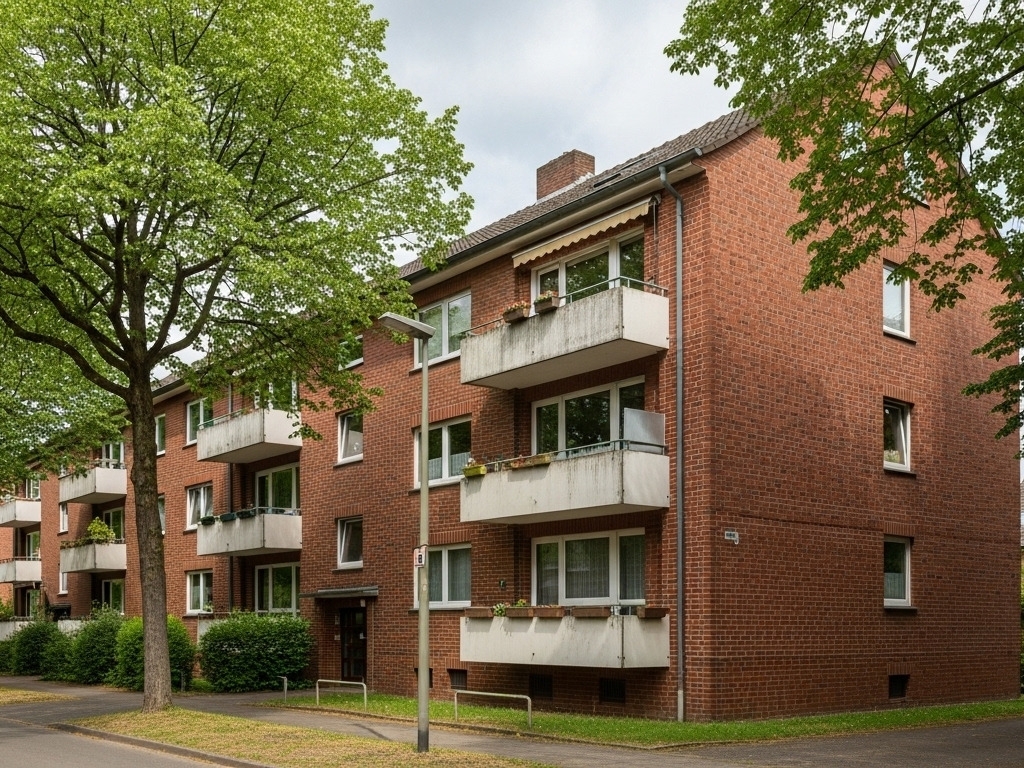 Mehrfamilienhaus mit Balkonen (KI-Visualisierung)