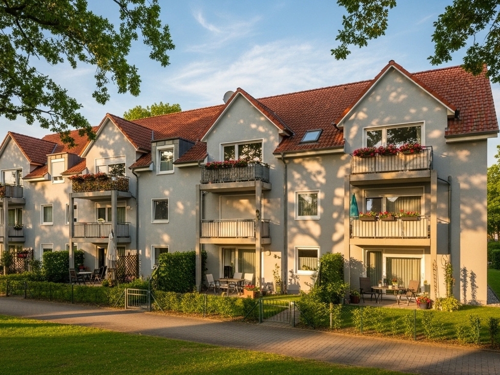 Wohnhaus mit Gartenanlage (KI-Visualisierung)