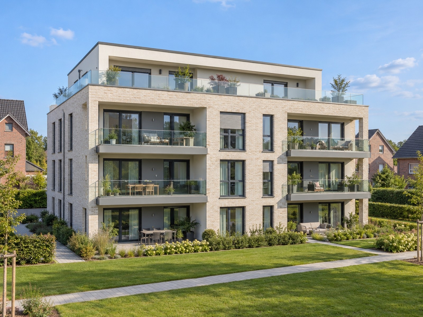 Neubau mit Penthouse im Staffelgeschoss (KI-Visualisierung)