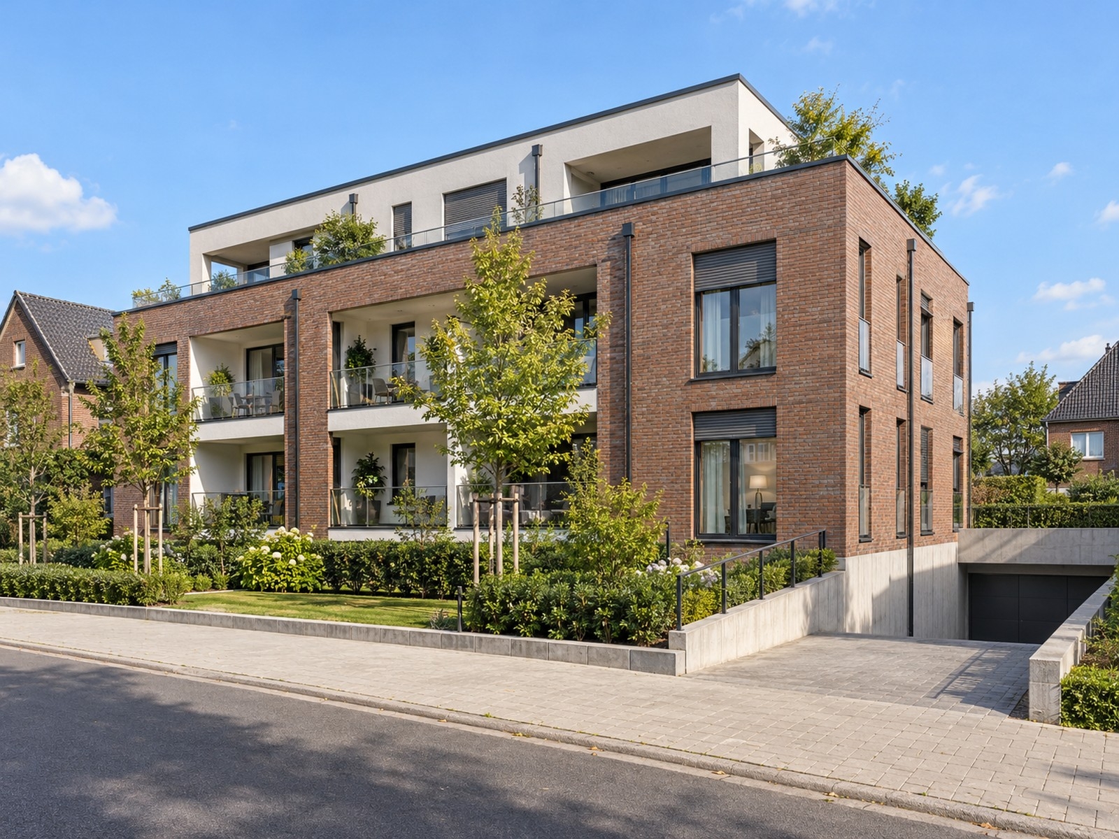 Neubau mit Loggien und Tiefgarage (KI-Visualisierung)