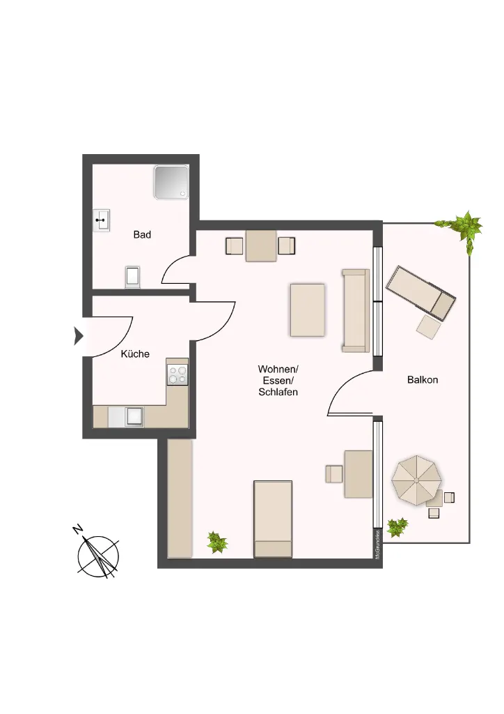 Wohnung zur Miete in Münster Gemütliche Dachgeschosswohnung mit Balkon - Foto 5