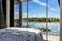 Schlafzimmer mit Blick auf die Trave 