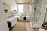 Badezimmer - beispielhafte Möblierung (KI-Visualisierung)