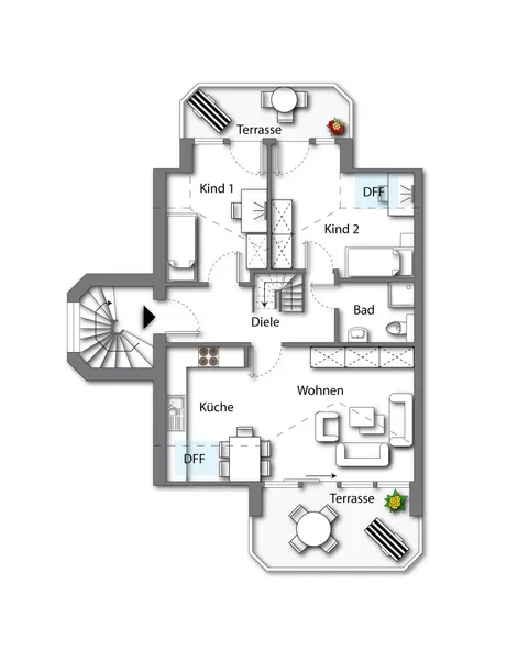 Grundriss untere Etage
