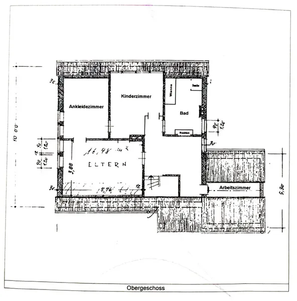 Obergeschoss Grundriss für Expose