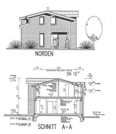 Schnitt und Ansicht Nord
