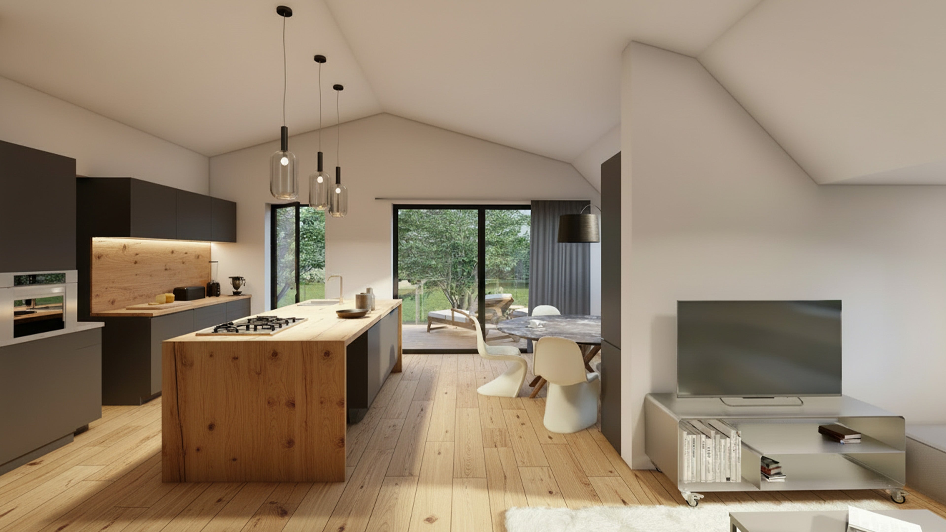 Wohn- & Kochbereich Dachgeschoss