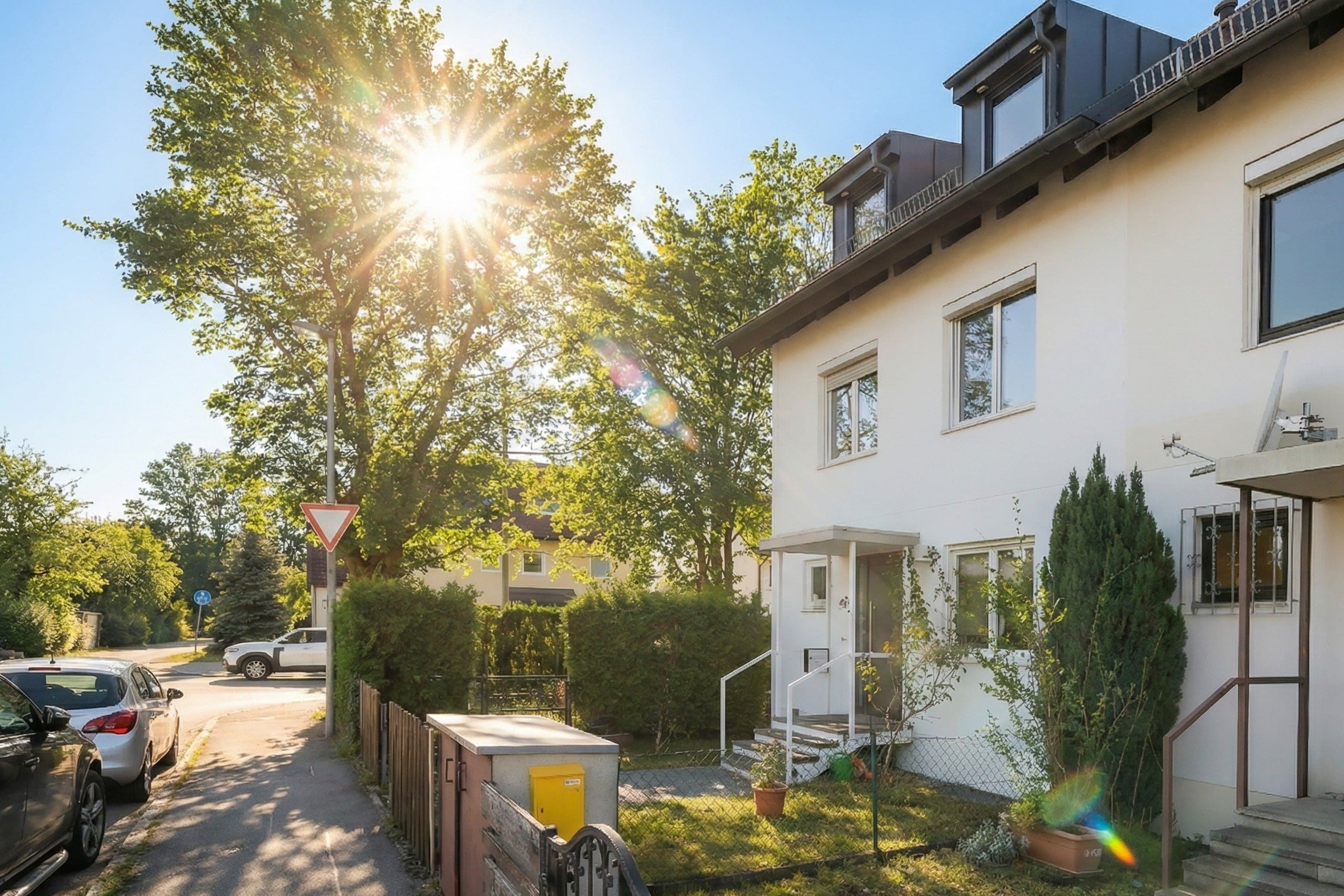 Außenansicht Vorgarten KI-Frühling