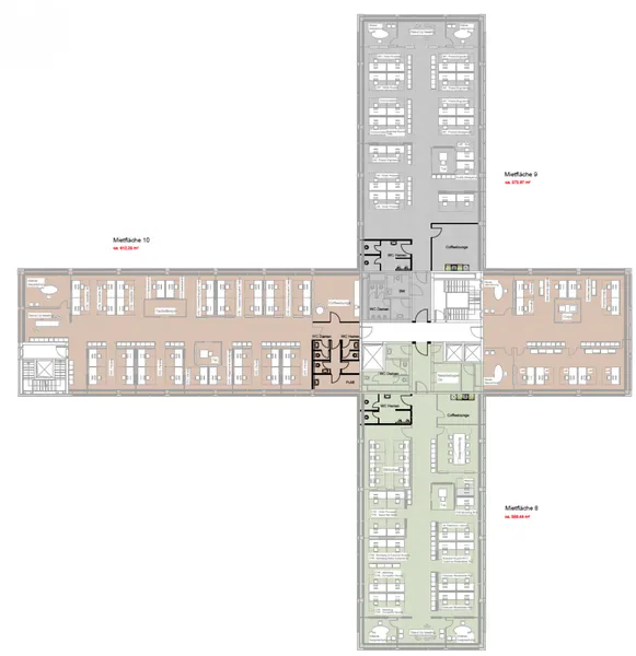 Büroflächen teilbar – Beispielgrundriss 4. OG