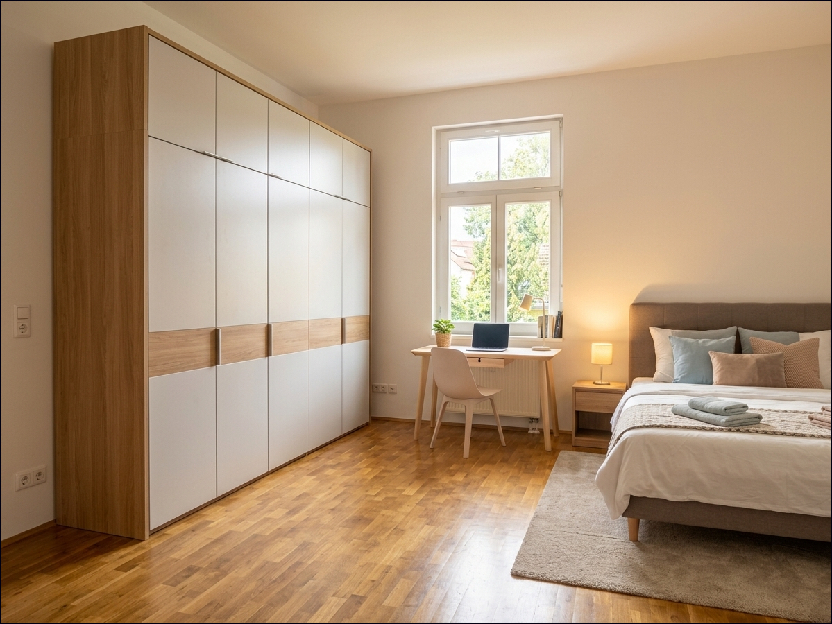 Schlafzimmer mit KI möbliert