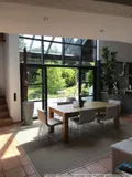 Blick Essen in den Garten