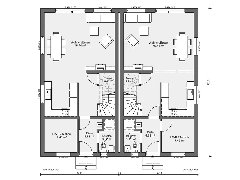 Grundriss Erdgeschoss Wohnbeispiel