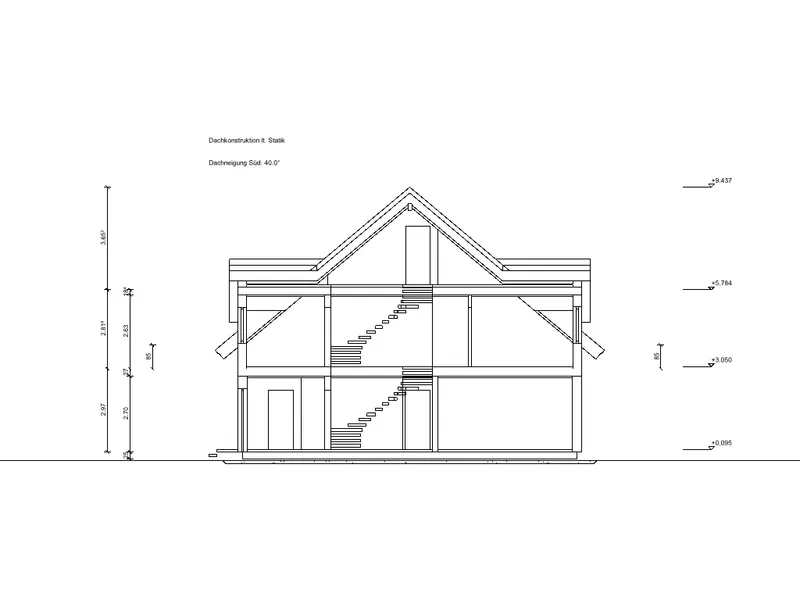 Haus Schnitt mit 2 Gauben