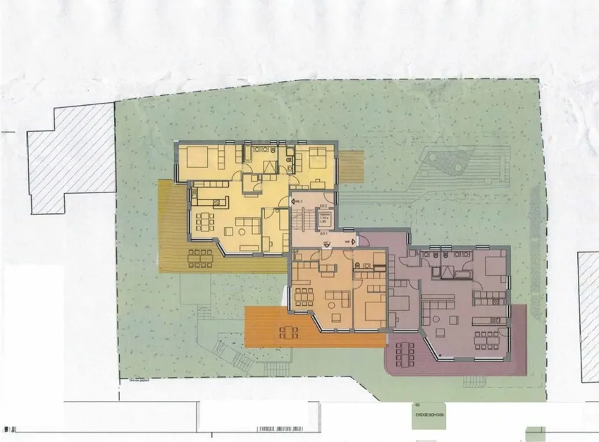 Grundriss Wohnung Nr. 1 lila hinterlegt 