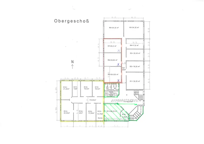 Räume rot gekennzeichnet