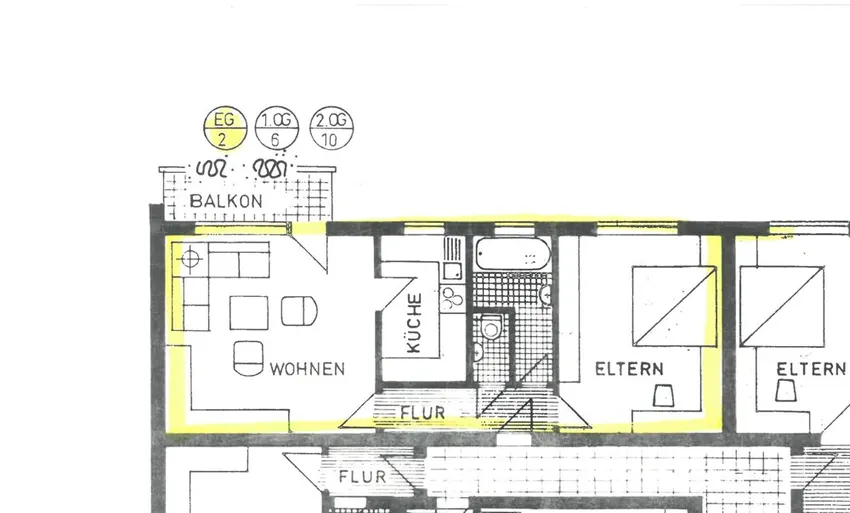 Grundriss 2-Zimmer-Wohn.