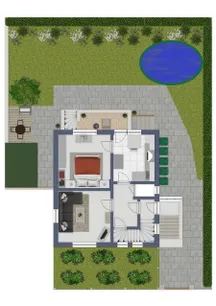 Grundriss im Erdgeschoss  und  Garten