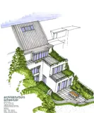 Perspektivskizze Gartenseite Haus D