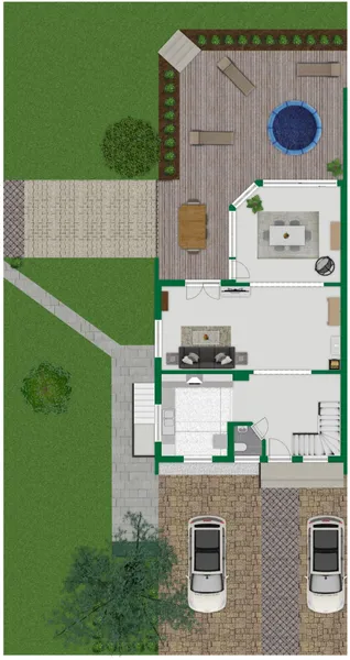 Grundriss-Skizze EG mit Außenbereich