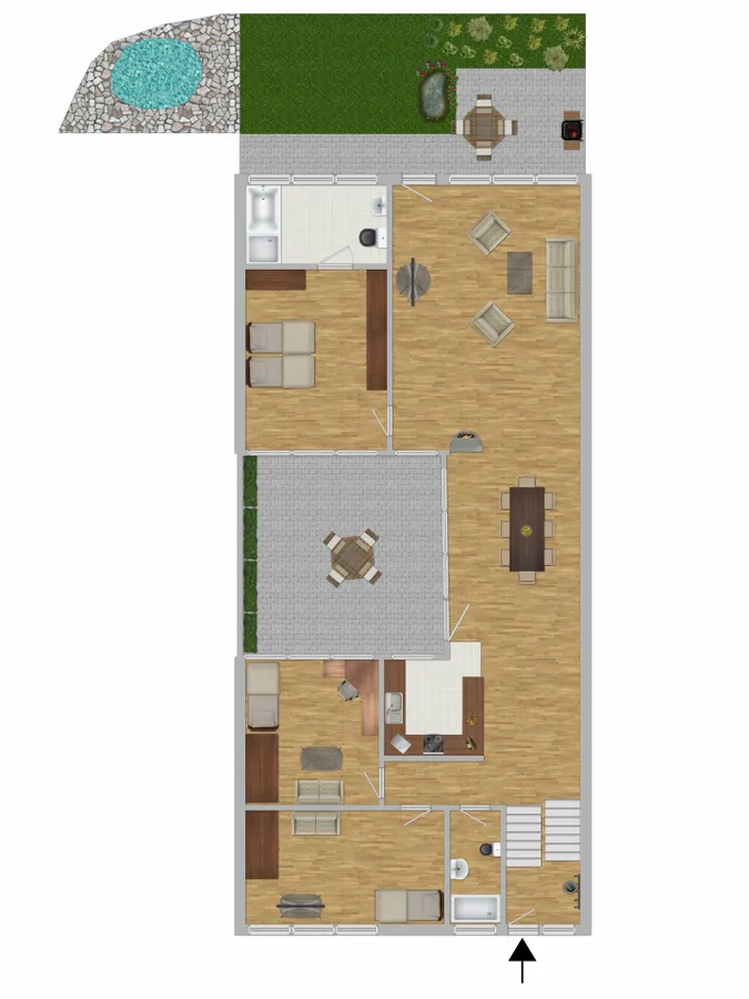 Grundriss neu möbliert