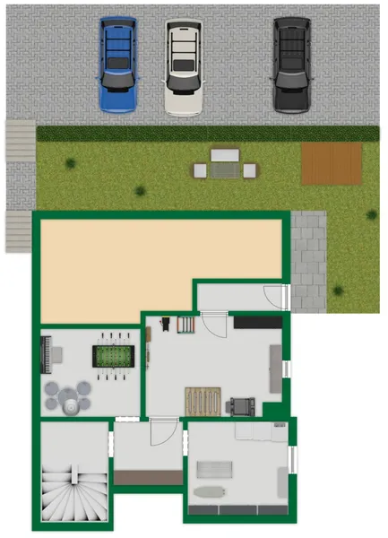 Grundriss-Skizze Keller + Außenbereich 