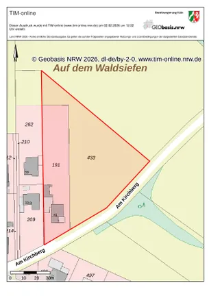 Lageplan mit Grundstücksgrenze