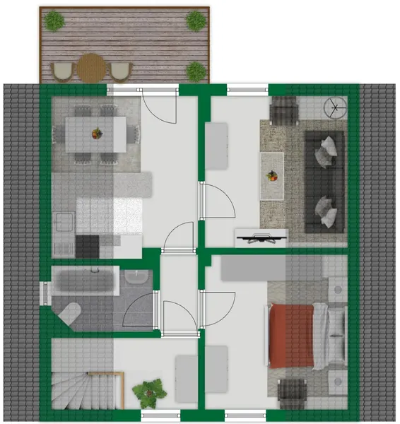 Grundriss-Skizze Obergeschoss