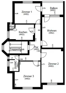 Grundriss-Skizze Obergeschoss
