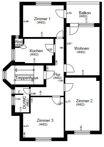 Grundriss-Skizze Obergeschoss