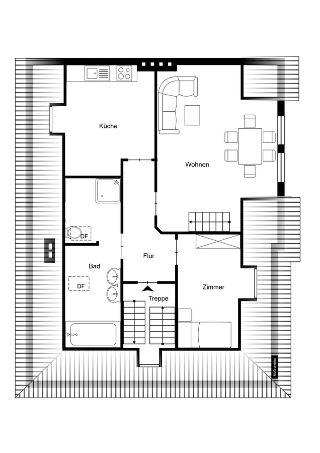 Dachgeschoss ohne Spitzboden