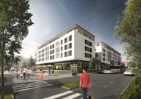 Seitliche Hausansicht