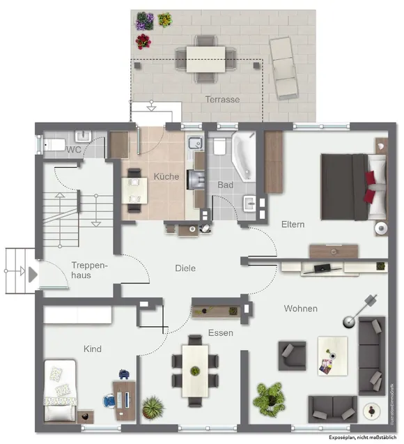 Wohnung EG (vermietet)