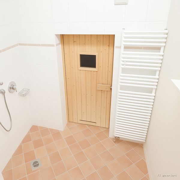 Sauna mit Dusche KI bearbeitet
