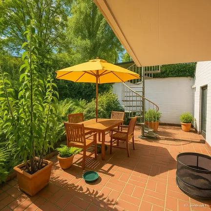 Terrasse Gartengeschoss KI bearbeitet