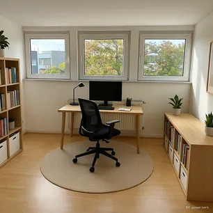 Arbeitszimmer mit KI bearbeitet