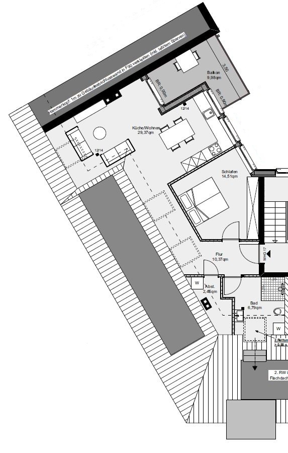 Erstbezug (Dachgeschossausbau): Hochwertige 2-Zimmer-Wohnung mit Balkon