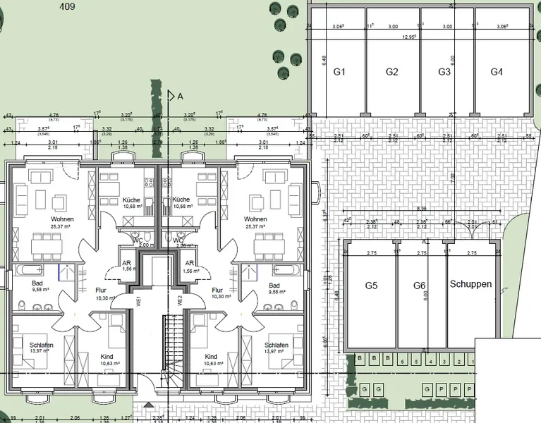 Erdgeschoss und Grundstück