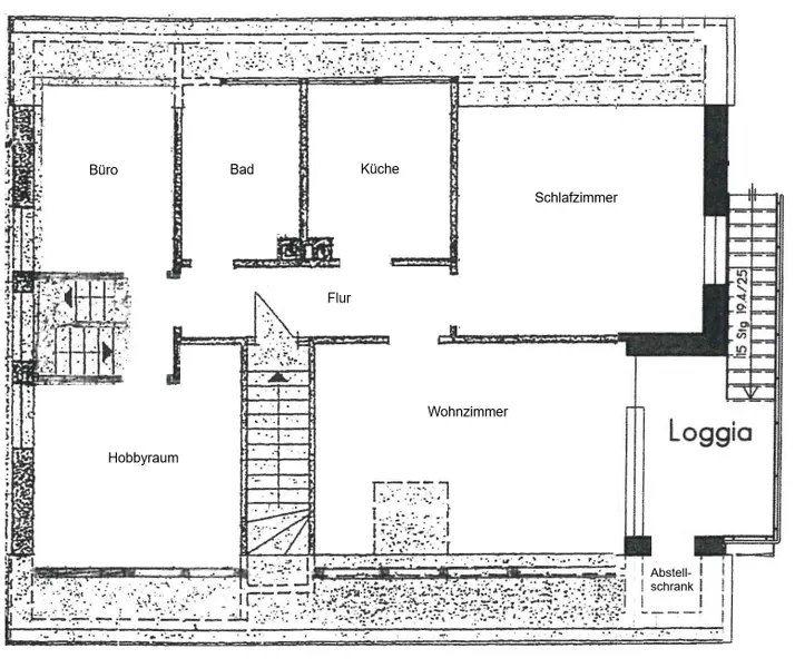 Keine Originalzeichnung, die Unterlage dient lediglich zur Information - Grundriss Dachgeschoss mit Loggia