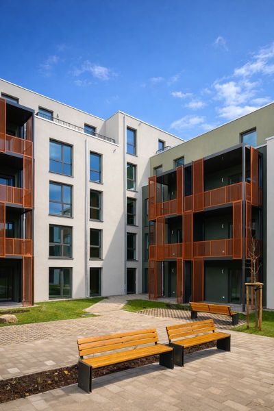 Sitzmöglichkeiten im Innenhof