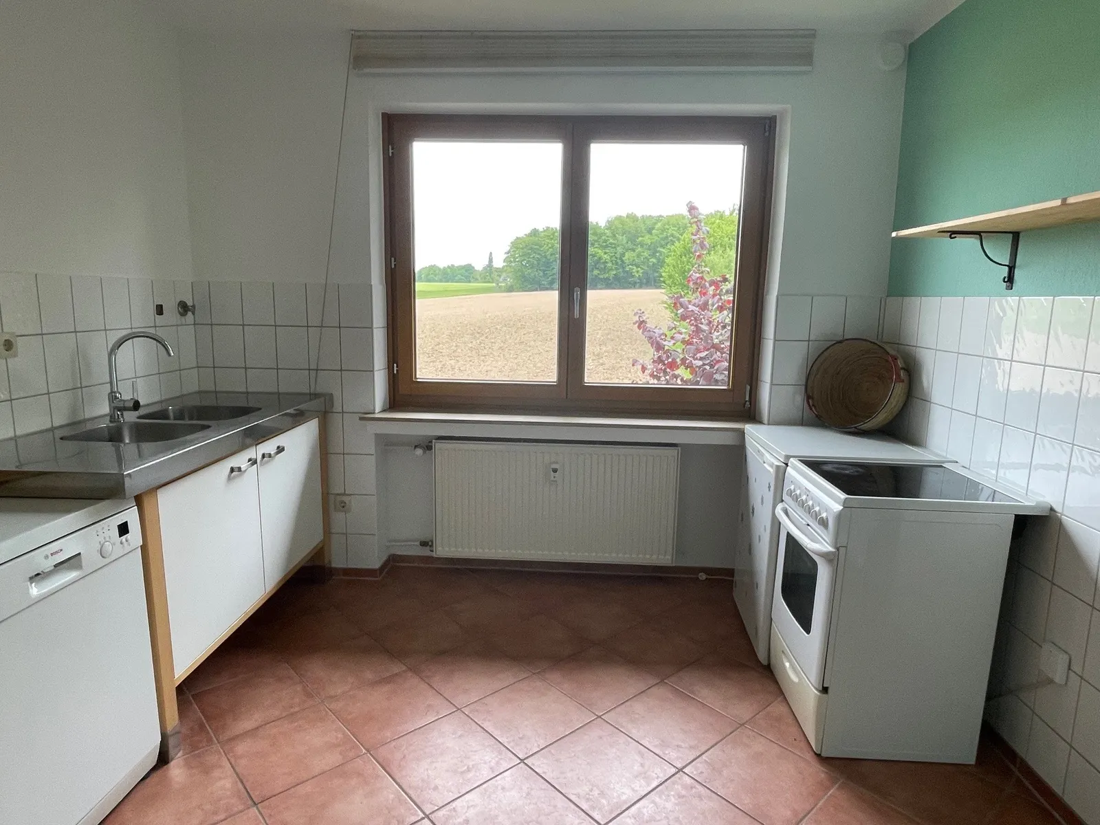 Küche mit Blick über die Felde