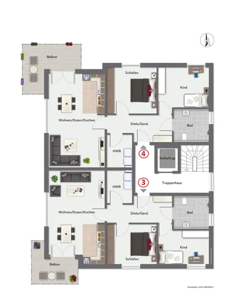 Grundriss OG Whg. 3+4