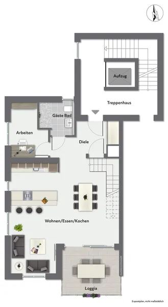 Grundriss Wohnung 6 Ebene 1