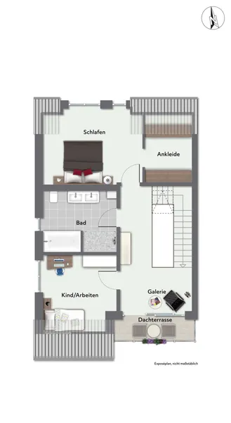 Grundriss Wohnung 6 Ebene 2